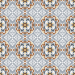 Seamless background image of vintage oval flower kaleidoscope pattern.
