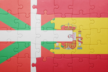 puzzle with the national flag of spain and basque country