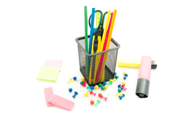 Fototapeta premium scissors and other stationery on white