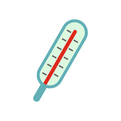 Flat medical icon thermometer on a white background