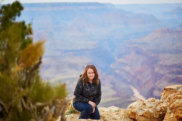 Naklejka na ściany i meble Tourist in Grand Canyon National Park