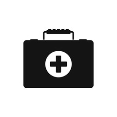 Flat icon with medical suitcase on a white background