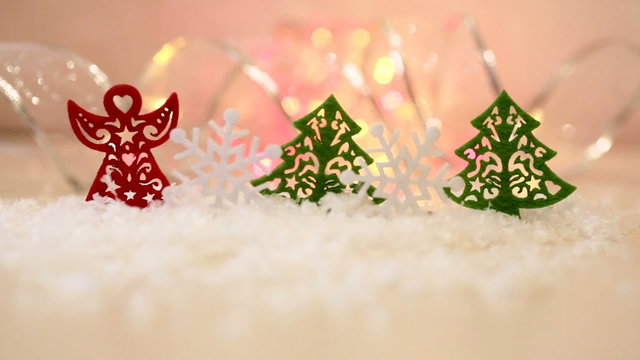 Christmas or New Year greeting background with toys
