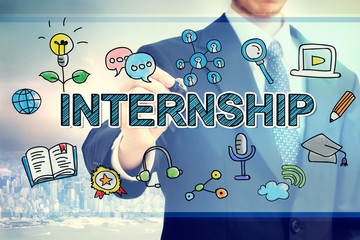 Businessman drawing Intership concept