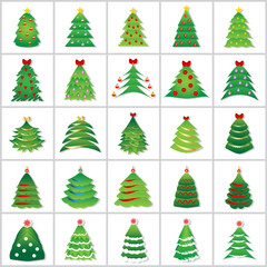 Christmas Tree Icons Set - Vector Illustration