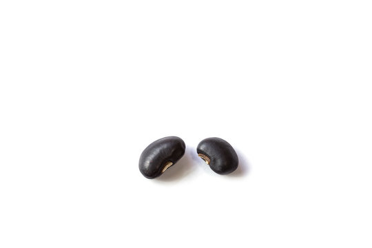 Close up black bean isolated on white
