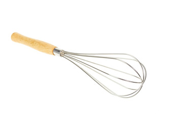 Stainless balloon whisk isolated on white