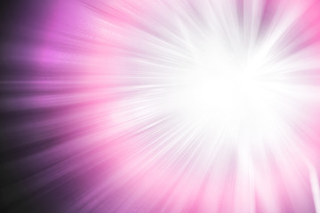 Pink glitter sparkle defocused rays lights abstract background.