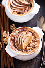 Baked oatmeal with spices and pears