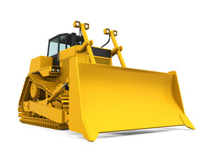 Yellow Bulldozer Isolated