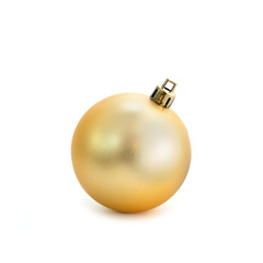 Gold Christmas ball isolated on white