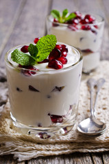 Yoghurt with pomegranate seeds