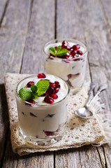 Yoghurt with pomegranate seeds