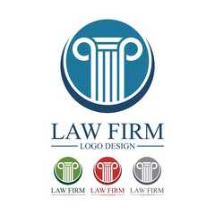 Law Firm Logo, Law Firm Circle Crescent Pillar Design Logo Vector