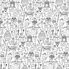 Seamless wedding hand drawn doodle pattern © kronalux