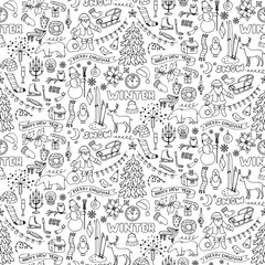 Winter hand drawn seamless pattern © kronalux