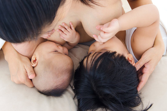 Asian Babies Drinking Breastmilk