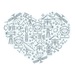 Obraz premium Space icons in the form of heart
