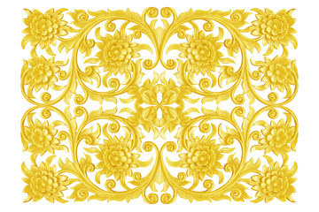 Pattern of flower carved on wood background