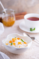Rice pudding with dried apricots