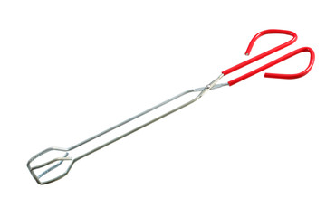 Long tongs isolated on white background