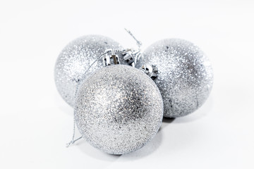 Christmas Tree Ornaments on Bright Background