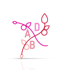 Abstract geometric linear hipster floral icon, frame design, flat style