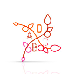 Abstract geometric linear hipster floral icon, frame design, flat style