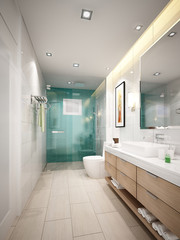 Fototapeta na wymiar 3d render of interior bathroom 