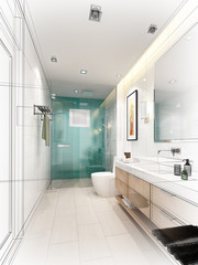 Naklejka na ściany i meble abstract sketch design of interior bathroom 