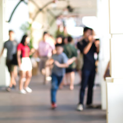 motion blurred of people walking in city center