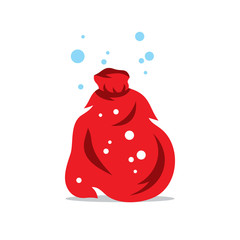 Vector Red Sack of Santa Claus Cartoon Illustration.
