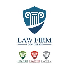 Law, Lawyer, Attorney, Shield, Design Logo Vector