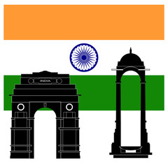 Indian attractions: India gate and flag