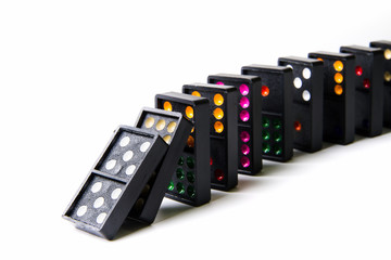 Colorful dominoes on white background.