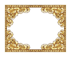 old decorative gold frame isolated on white background