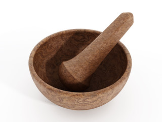 Wooden pestle and mortar