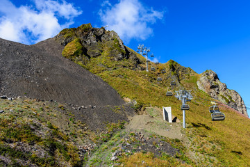 Cableway in the mountains, Sochi, Russia.