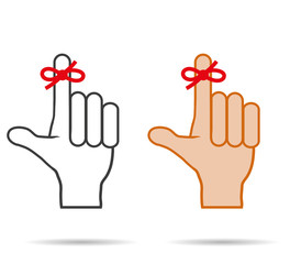 Reminder string, and icon with shadow on white background