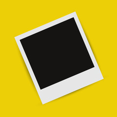 Realistic picture frame on a yellow background with shadow