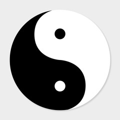 Icon of good and evil yin yang with shadow - obrazy, fototapety, plakaty