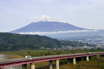 Mt. Fuji and highway in late autumn
