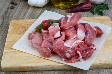 Diced pork meat