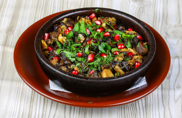 Baked potato with chicken meat