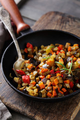 tasty vegetarian ratatouille in pan