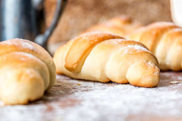 mini croissants in the bakery 