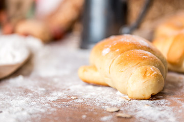 mini croissants in the bakery 