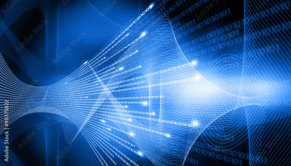 Poster binary stream, hi-tech technological background