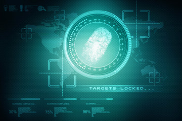 Abstract technology background.Security system concept with fingerprint Letter P sign