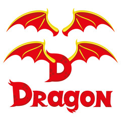 Obraz premium The wings of a dragon and the dragon sign.